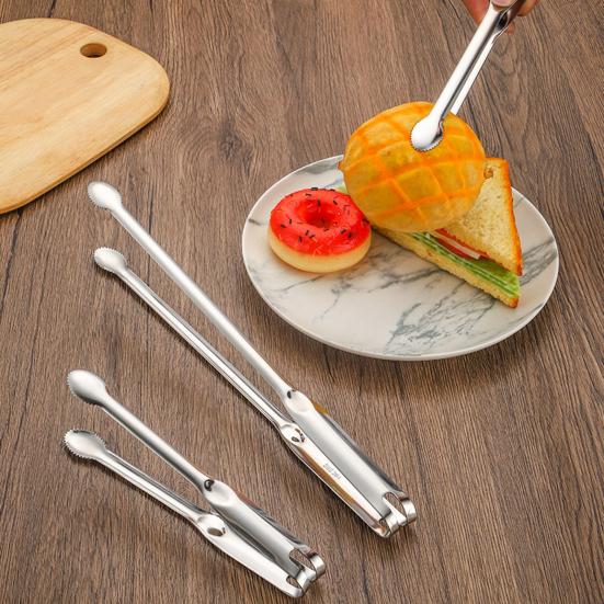 Stainless Steel Food Tongs for Buffet BBQ Long Handle Non-Slip Food Clips Rust-Proof Dishwasher Safe Kitchen Utensils for Seafood Bread Vegetables