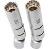 QISF 14MM & 16MM Thin Wall Magnetic Swivel Spark Plug Socket - 3/8-Inch Drive 12-Point Spark Plug Socket Removal Tool - Swivel Extension Permits
