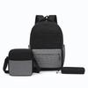 Unisex Plaid Nylon Backpack Set with Shoulder Bag and Pencil Case School Bag