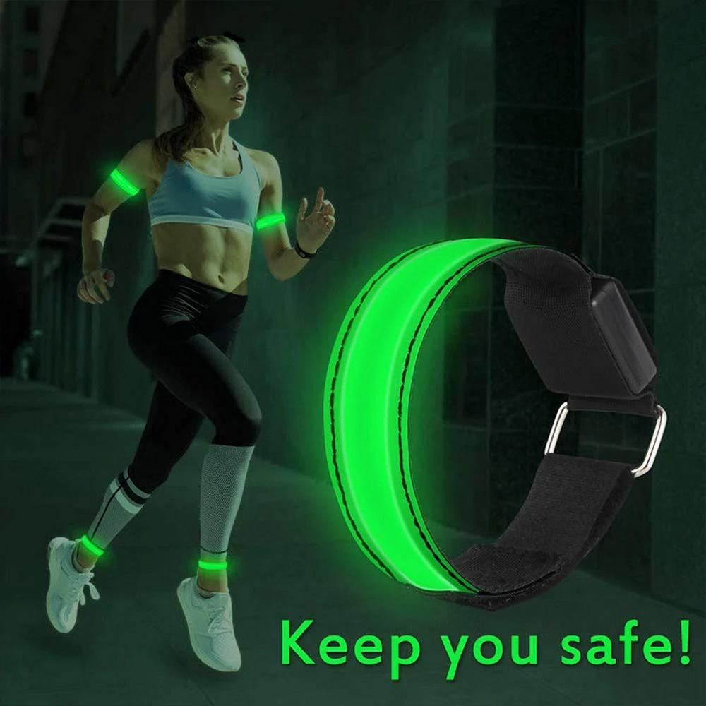 LED Reflective Bracelet Nylon Adjustable Armband Luminous Night Running Cycling Climing Strap Outdoor Sports  Bright Band