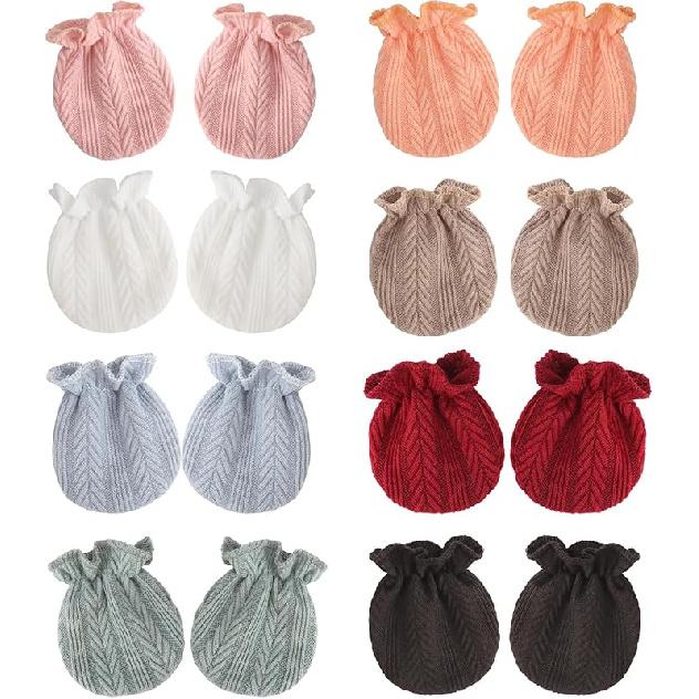 BQUBO Newborn Infant Toddler Mittens No Scratch Cotton Elastic Wrist Gloves Hypoallergenic for 0-6 Months Baby Boys Girls