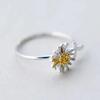 Huitan Sweet Yellow Daisy Flower Opening Ring Fresh Style Gorgeous Finger Accessories for Party Versatile Daily Wearable Jewelry
