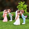 1 Pair Miniature Wedding Cake Toppers Mini Bride Groom Figurine Romantic Kissing Couple Resin Statue for Anniversaries Engagement Party Bridal Shower
