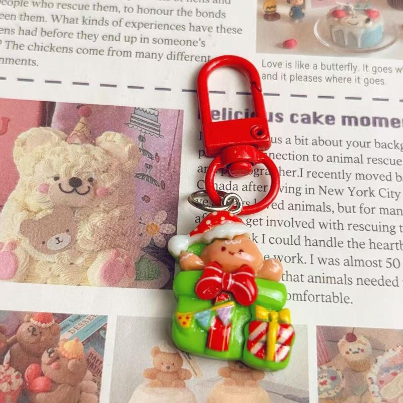 1/6Pcs Cartoon Santa Claus Series Pendant Keychain Cute Student Backpack Pendant Accessory Christmas Party Small Gifts