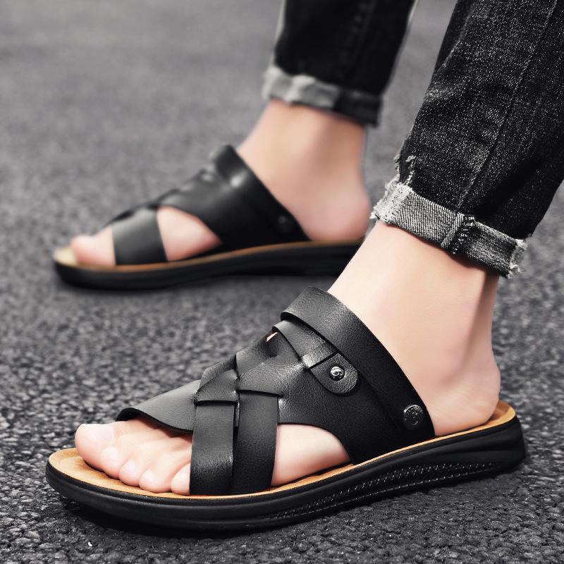 Men's Sandals Summer New Outdoor Breathable Soft-soled Beach Shoes British Trend Large Size Cool Slippers Men