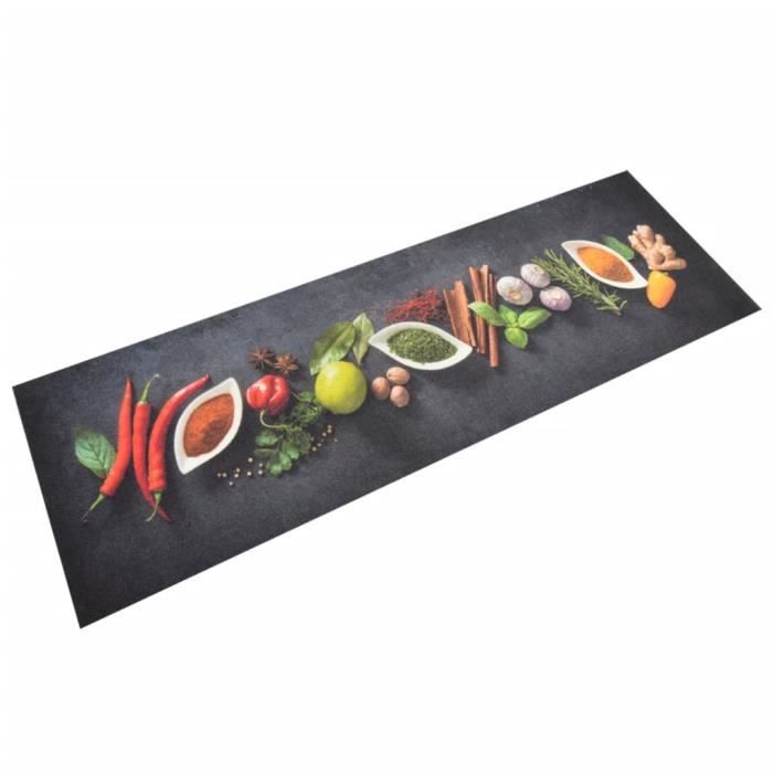 VidaXL Tapis de cuisine lavable impression d'épices 60x180 cm velours 136541