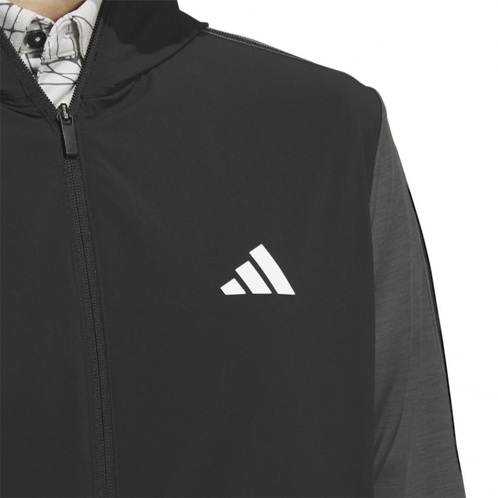 Adidas Golf Stretch Hoodie Golf Men's Fabric-Mix Jacket, White/Alumina