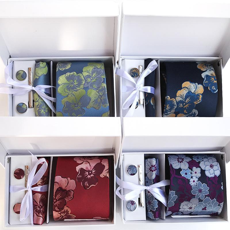 Men'S Tie Gift Box 6-Piece Set Big Flower Wedding Tie Set