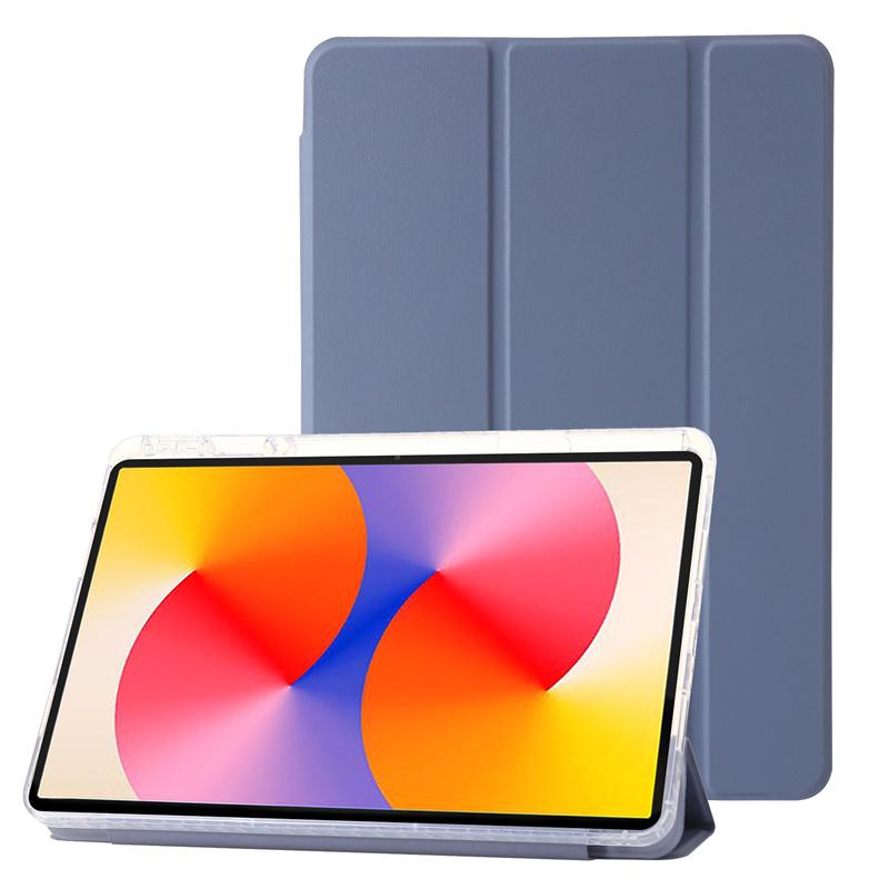 Luxury Transparent Flip Leather Tablet Case for Huawei MatePad SE 11 2024 Case with Pen Holder Flip Stand Clear Back Shell Shockproof Protect Cover