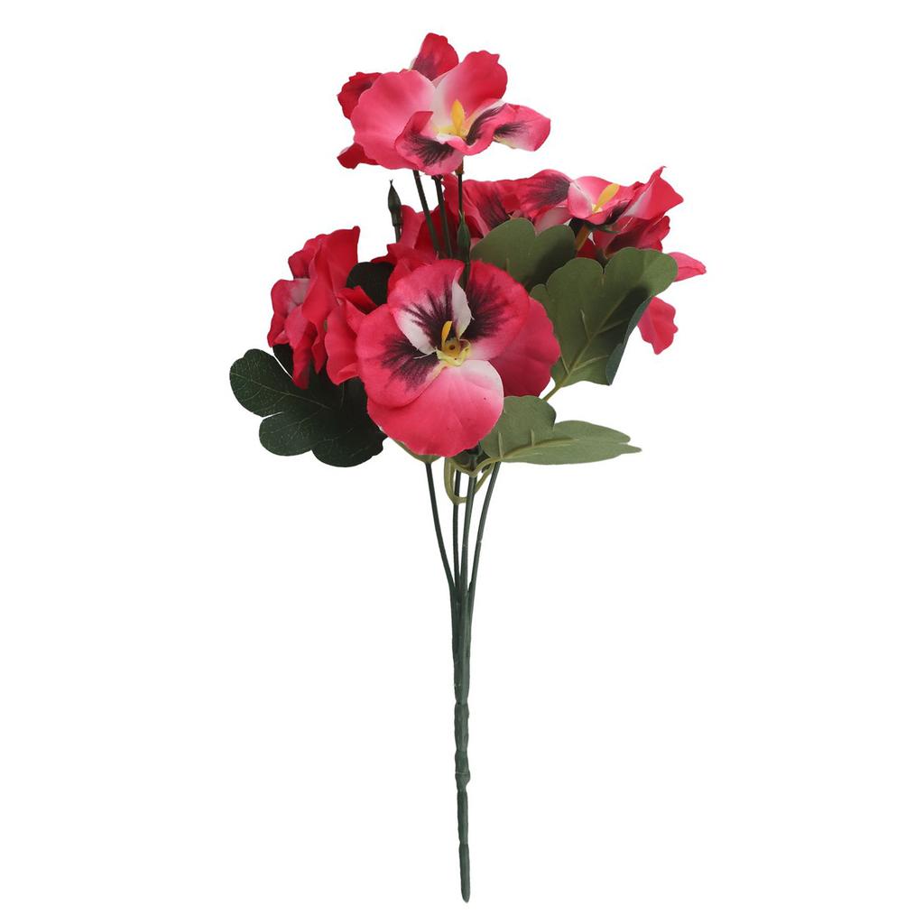 10 Heads Pansy Fake Flower 26cm DIY Craft Rose Red