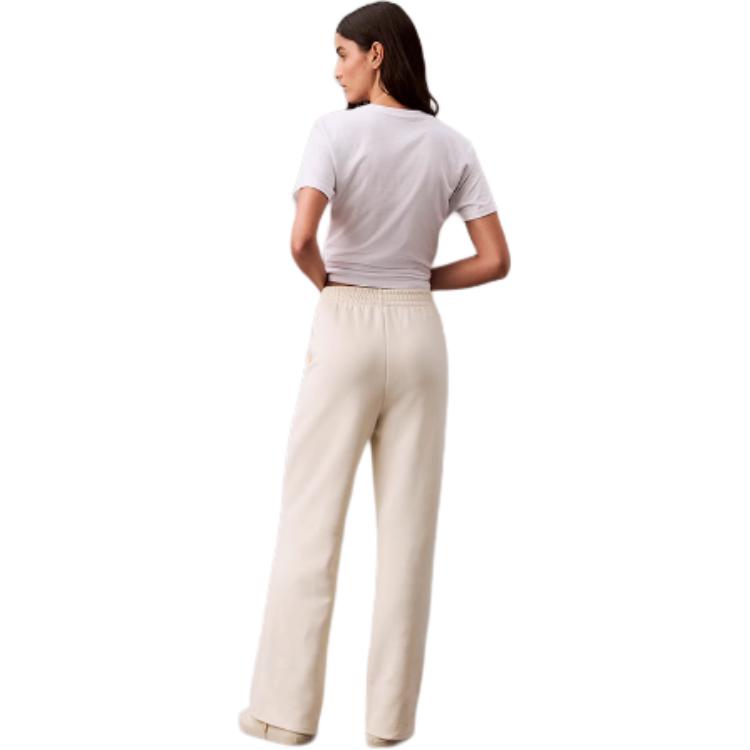 Calvin Klein Ck Premium Ready-To-Wear Solid Natural Waist Straight Leg Casual Pants Women Bottoms Milk-White 40WL212