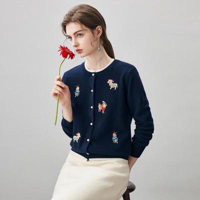 Kommonboka Damers Cashmere Rundhals Cardigan