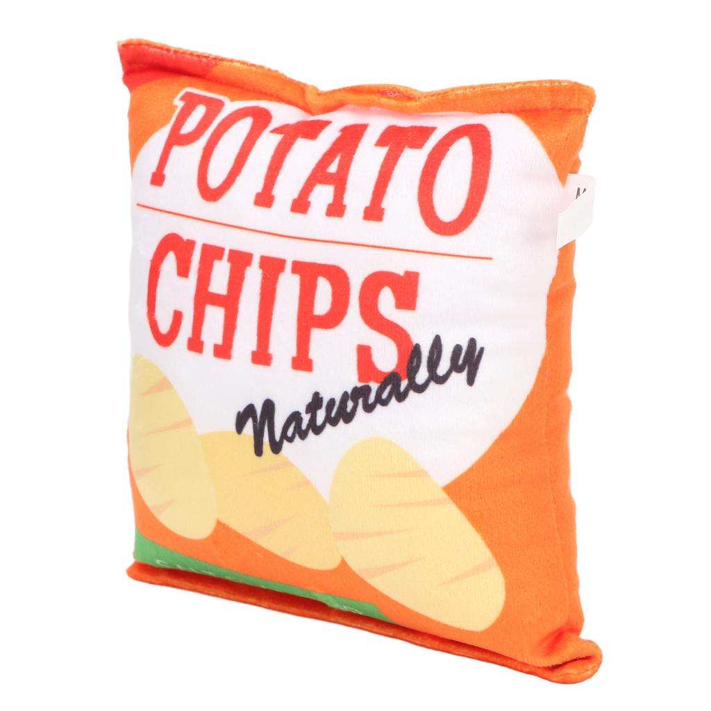 Potato Chips Plush Dog Toy Built In Rattling Paper Bite Resistant Squeaky Snack Bag Dog Toy for Puppy Potato Chip Orange