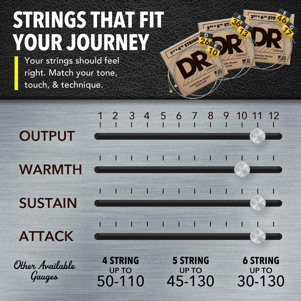 DR Strings Electric Guitar MTR-10 Strings, HI-BEAM Nickel, .010-.046