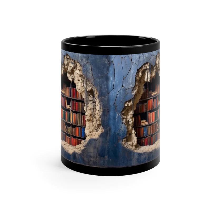 3D Bookshelf Bookshelf Library Bookshelf Ceramic Coffee Mug Water Cup New Book Lover