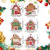 12PCS Christmas Tree Decoration Gingerbread House Pendant Wooden Multi-element Suspension Rope Holiday Wooden House Gift