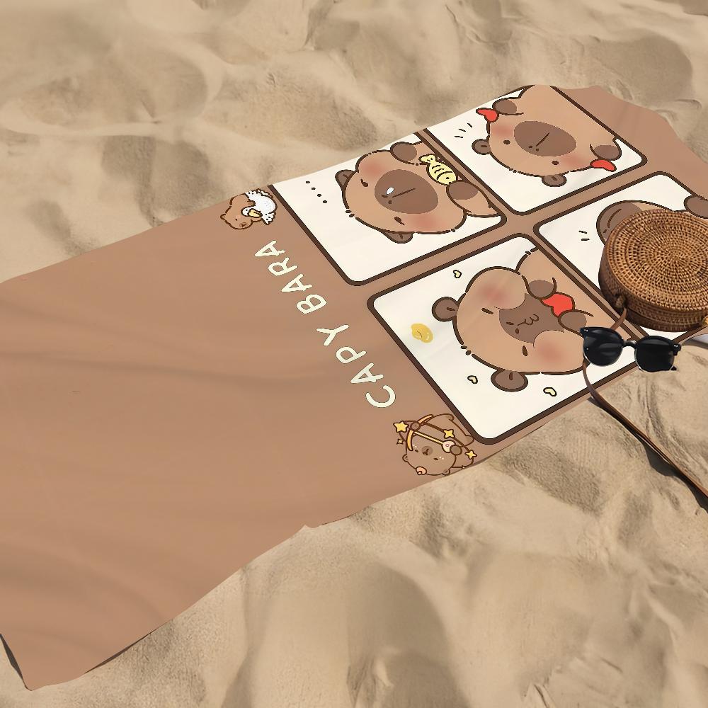 Towel Beach Towel Oversized Art Quick Cartoon Dry Towel Absorbent Soft Swim Capybara Kawaii Cute BeachTowels for Men Women