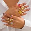 Fashion Personality Geometric Smooth Surface Metal Transparent Amber Resin Opening Rings for Women Simple Temperament Jewelry
