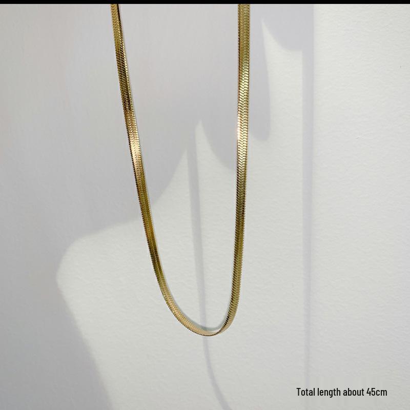 Titanium Steel Snake Bone Necklace - Women's Simple Luxury Clavicle Chain, European & American Versatile Style.