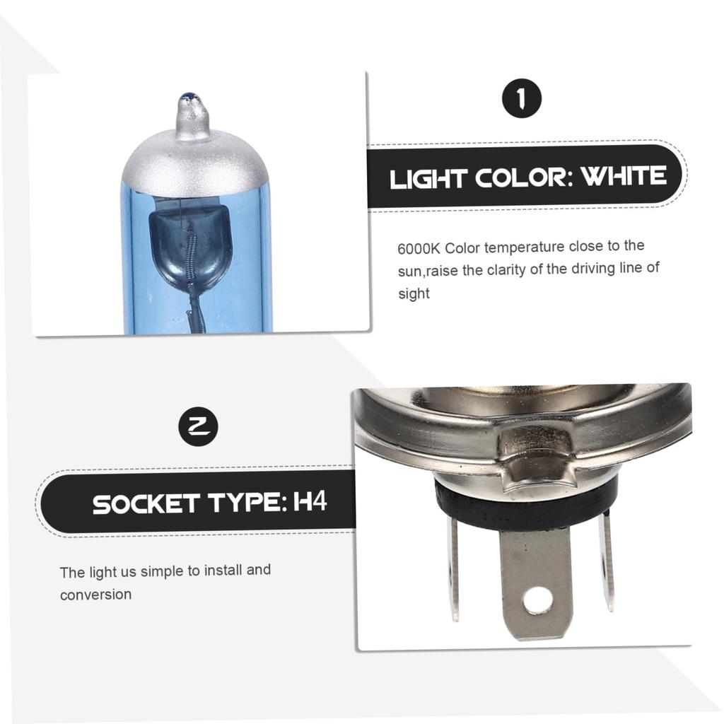 BELLIFFY 2pcs Auto Halogen Headlight Headlamp LED Light Bulb H4 Car Halogen Light Led Bike H4 Bulb Car Halogen Car