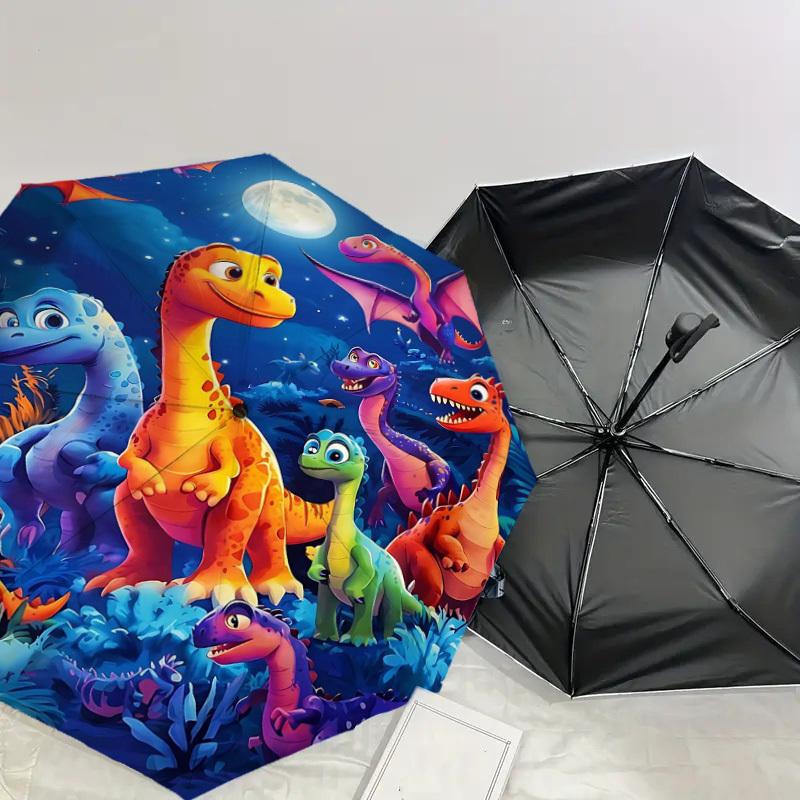 1PC Dinosaurs Night Umbrella-8-Rib Reinforced Portable Folding Travel Suitable for All Seasons Outdoor Daily Use  -J0395