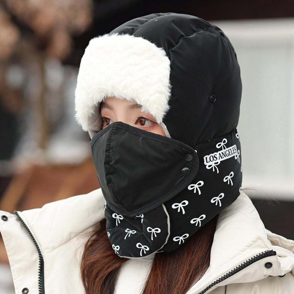 Bow Pattern Pullover Hats Cold Proof Cycling Mask New Ear Protection Cap  Winter