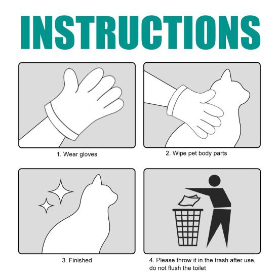 2Pcs/Set Pet Cleaning Gloves Wash-Free Massage Body Cleaning Lightweight Smooth Surface Refresh Odor