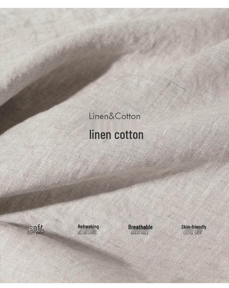 New Spring/Summer Textured Linen-Cotton Cropped Wide-Leg Pants with Elastic Waist and Pockets.