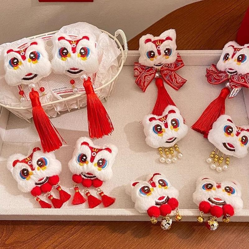 New Year Hair Clip Pearls Side Clip Tassels Pompoms Sweet Bowknot Plush Furry Hairpin Sweet Cool Photo Props