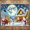 Christmas Snow Scene Tapestry Living Room Feature Wall Home Decor Room Accent Christmas Party Atmosphere Setting