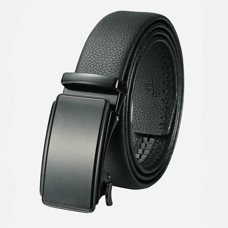 Men's Belt Genuine Leather Automatic Buckle Business Cowhide Belt Male Middle Aged and Young Versatile Simple Casual Trouser Belt for Men