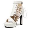 Luxury Sexy Female Sandals Peep Toe Block Heels 11.5cm Platform 3.5cm Buckle Strap Plus Size 47 48 49 50 Dating Shoes