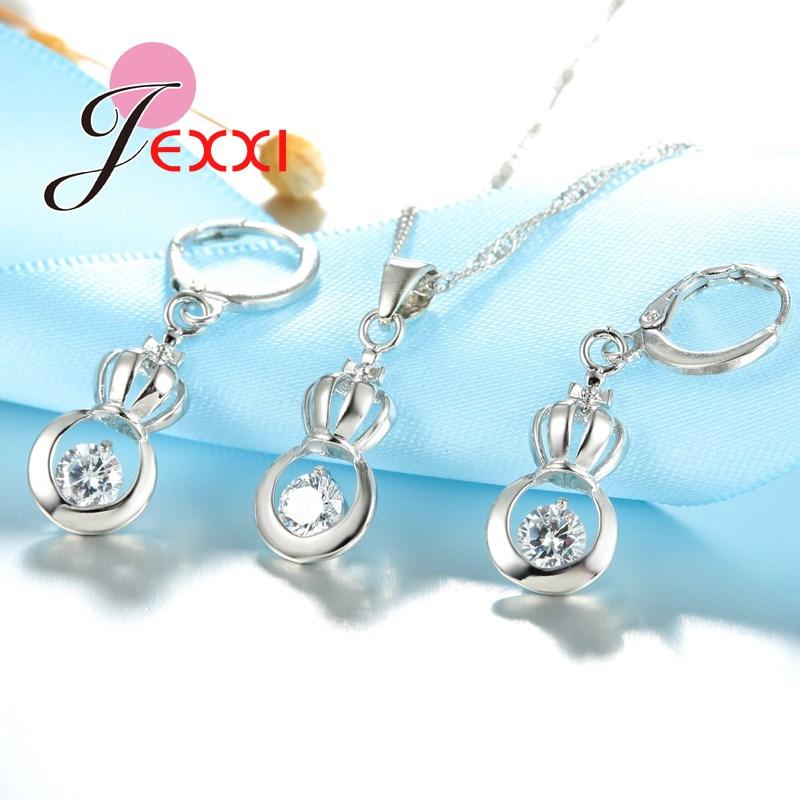 Original Design Fashion Brand Jewelry Set For Lady 925 Sterling Silver Color Color CZ Pendant Necklace Earrings Sets For Women
