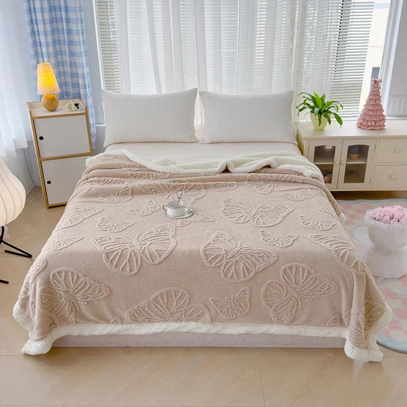 3D Butterfly Throw Blanket Super Soft Warm Fluffy Bed Blankets Lightweight Jacquard Fleece Blanket for Sofa Chair Bed Camping