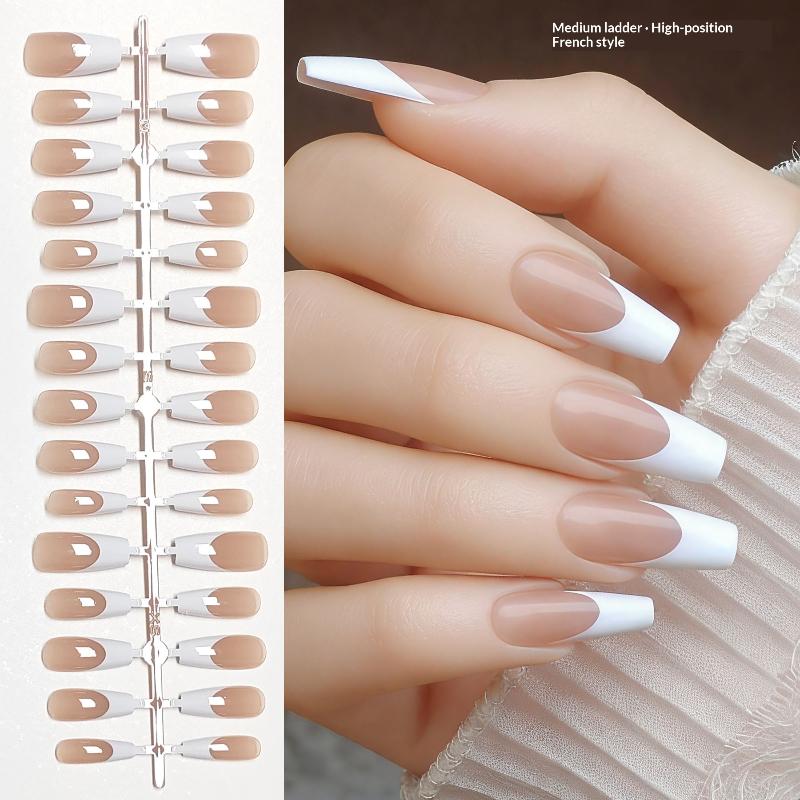 30pcs French Ballet Fake Nail Fashion Press On Quick Extension Wearable False Nails Natural Full Cover Nail Tips Manicure Art