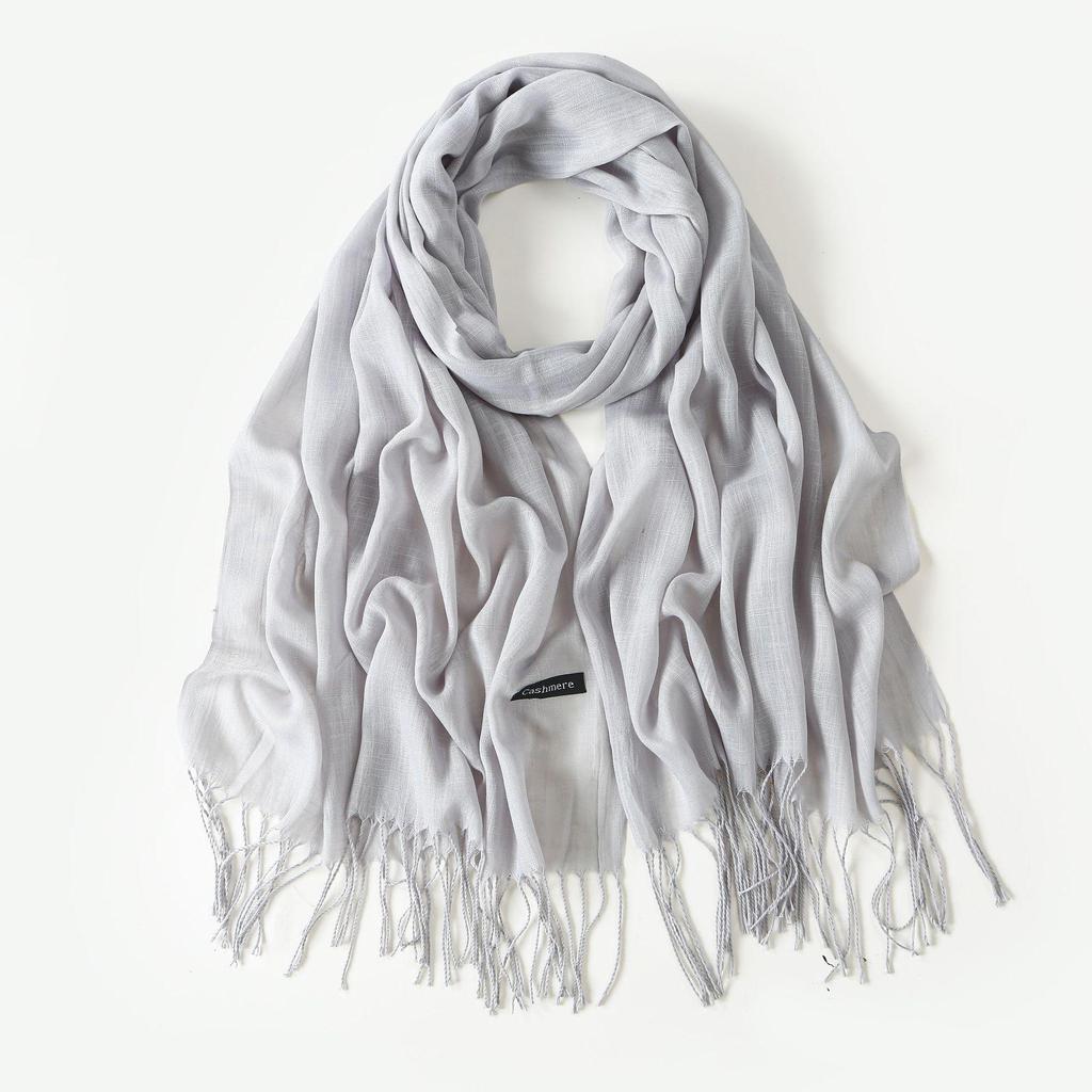 Trendy Niche Silk Scarf: Bamboo Yarn Tassel Shawl for Women