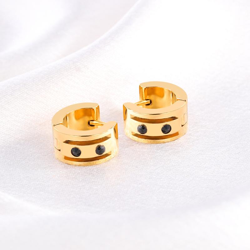 Titanstahl Ohrringe - Farbige Diamanten, Goldene Ohrringe für Damen - Leichter Luxus, Modisch, Nische, High-End Stil Ohrringe.
