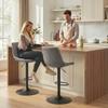 Set of 2 Leathaire Tub Bar Stools - Grey