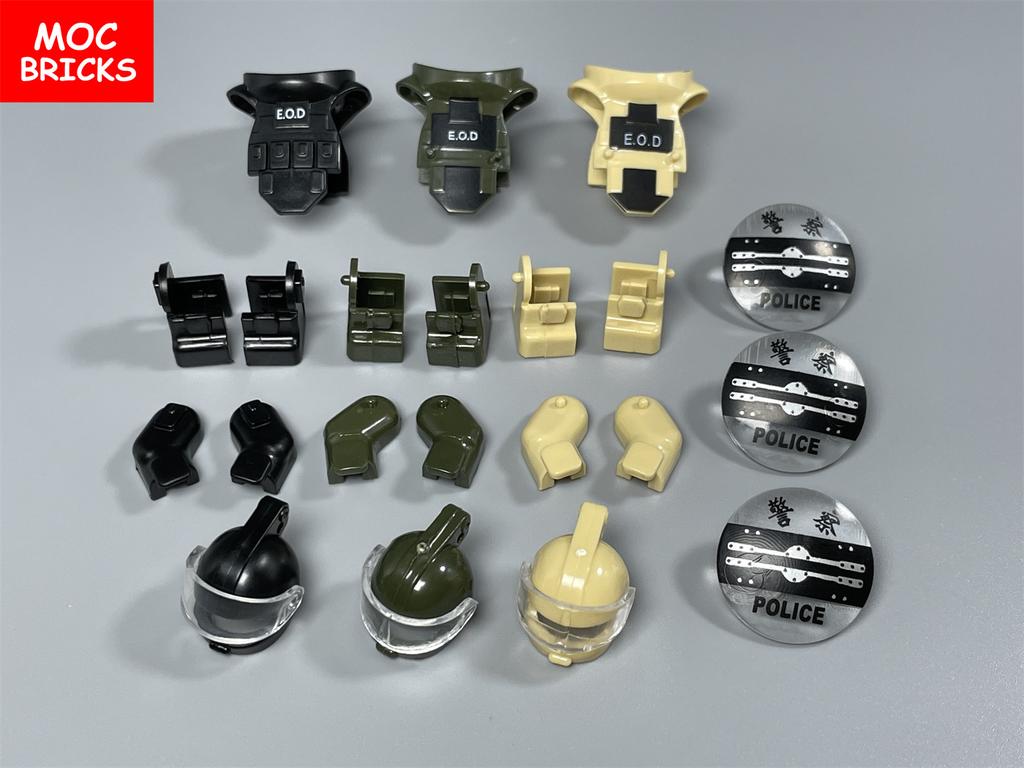 MOC Steine Suona Horn Militärpistole Piraten Gewehr Soldat Gamaschen Helm Actionfigur Zusammengebaute Bausteine Jungen Spielzeug