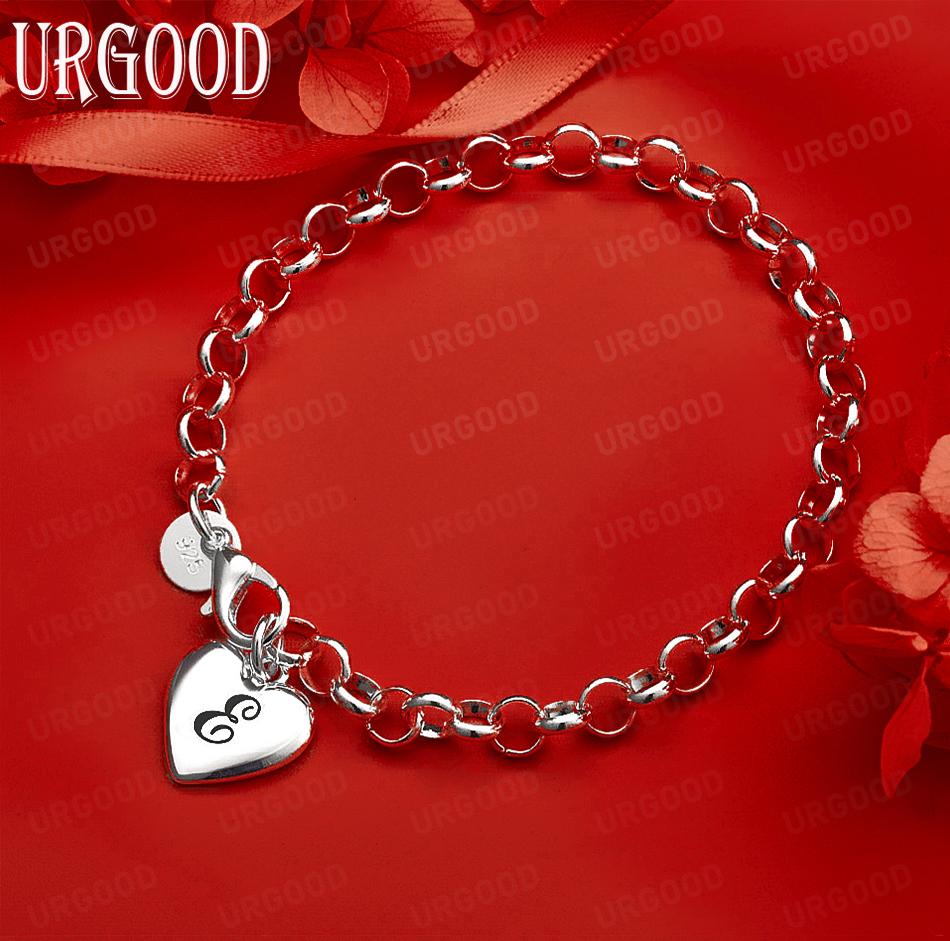 925 Sterling Silber Seitenkette mit Buchstaben Exquisites Armband Geschenk Schmuck