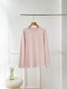 Women's Fleece-Lined Long-Sleeve Base Layer T-Shirt: Brushed, Thick, Plain, Loose Fit for Autumn/Winter 2025.