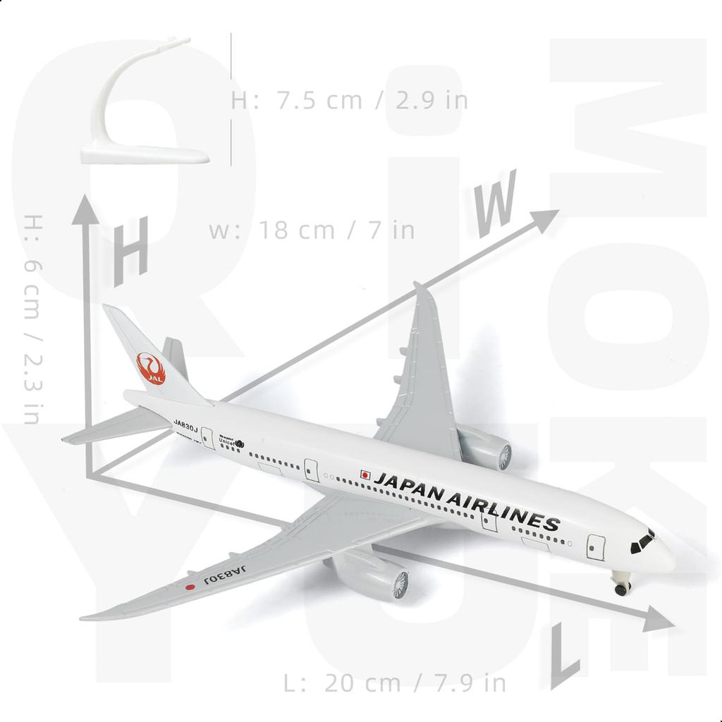 QIYUMOKE JAL Japan Airlines 787 Airplane Model Japan Airlines Boeing 787 Diecast Metal Airplane Perfect Airline Model for Aviation Display and Desk