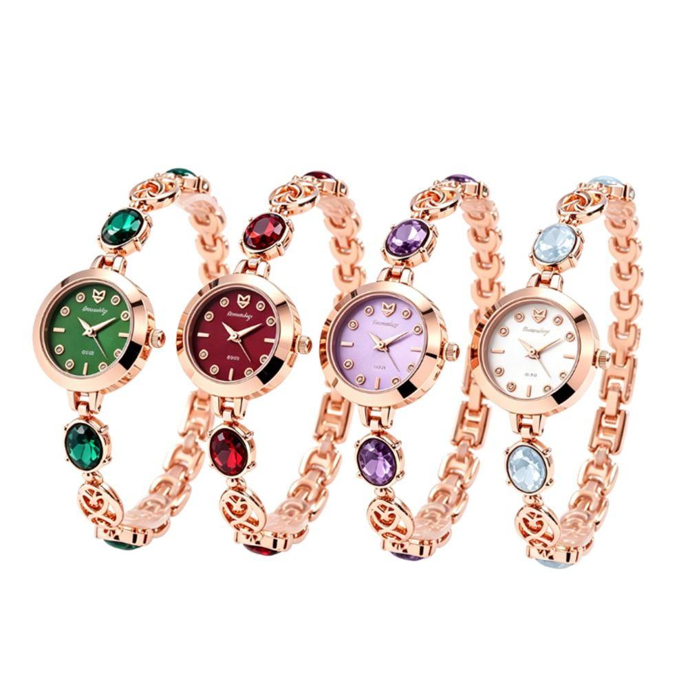 with Adjustable Bracelet Quartz Watches Rhinestone Wrist Decoration Rotundity Shaped Watch Gift