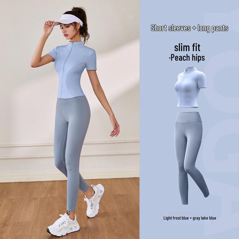 

Spring/Summer Women s High Elastic Yoga Suit: Stand-up Collar Jacket & Fitness Set S