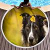 Cute Pet Dog Border Collie Round Beach Towel,Sand Free Beach Blanket Picnic Mat for Bathroom Pool Surf Travel Outdoor Meditation