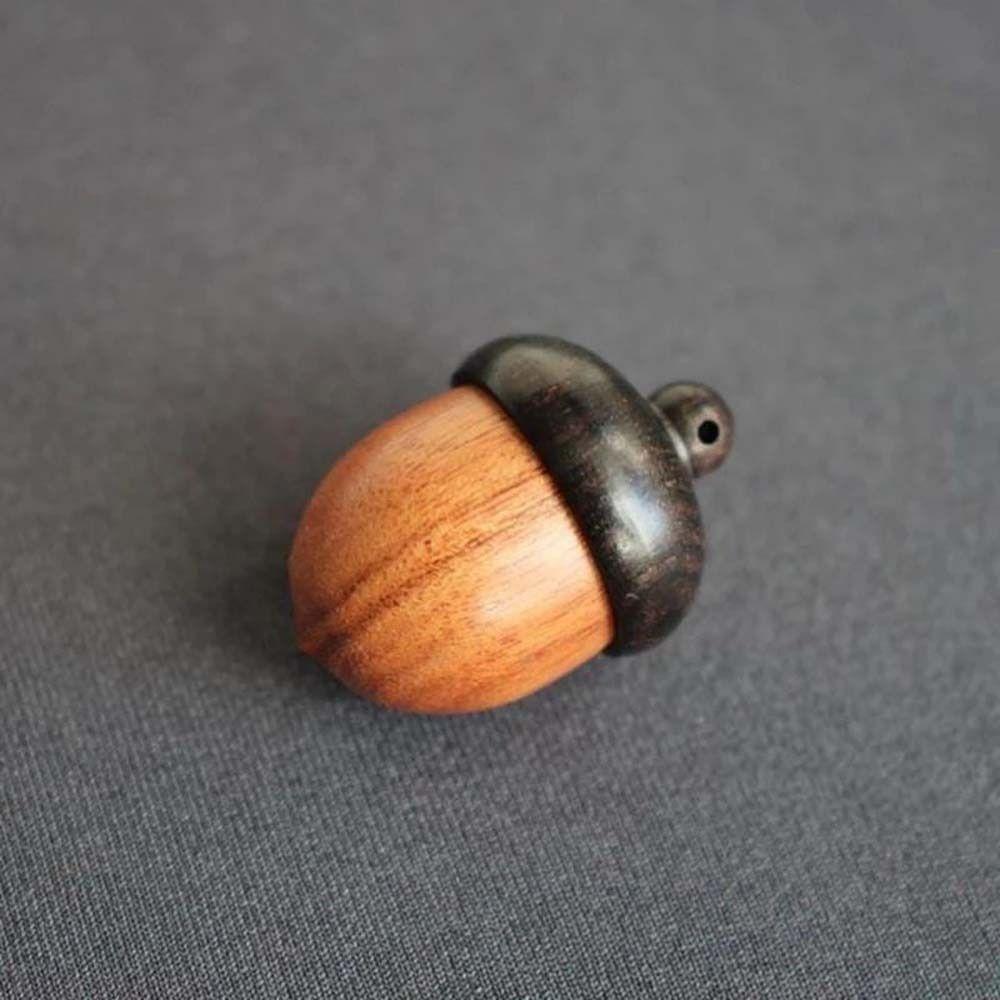 Outdoor Acorn Shape Travel Pill Case Wooden Pill Box Granule Storage Box Capsules Organizer