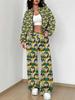 Casual Fashion Autumn and Winter New European and American Women's Clothing Color Flower Printing Suit Women