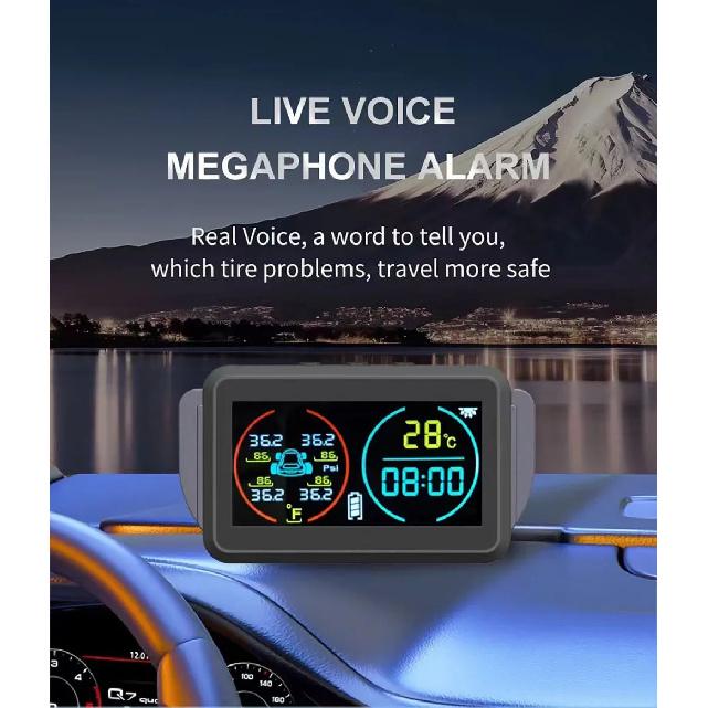 Smart Solar Power TPMS Car Tire Pressure Monitoring System Alarm Tyre Air Pressure Meter Gauge Temperature Warning 4 Sensors