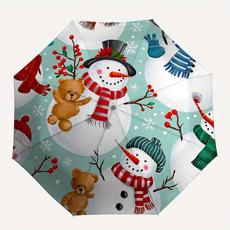 

1pc Snowman Decorations Automatic Open/close Folding Umbrella, Compact Portable Travel Umbrella, Durable Construction yy250809124