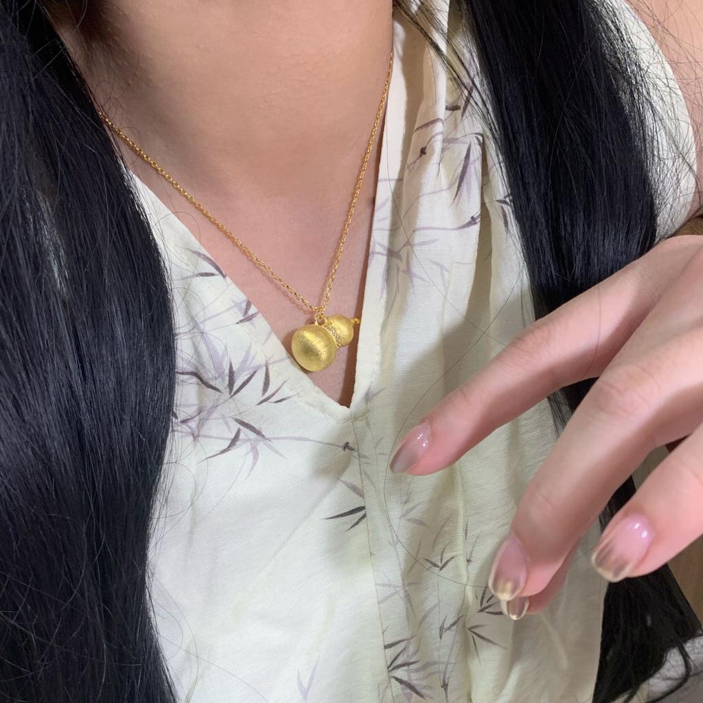 Ancient Gilt Brushed Craft Fulu Velvet Gourd Necklace Retro Temperament